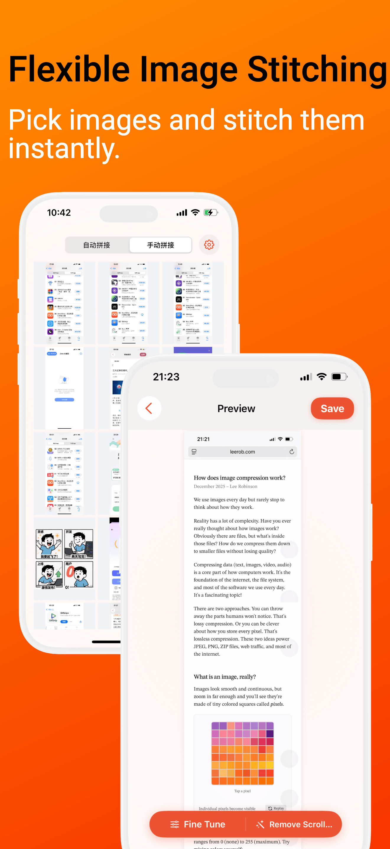 ScrollShot English manual stitching interface
