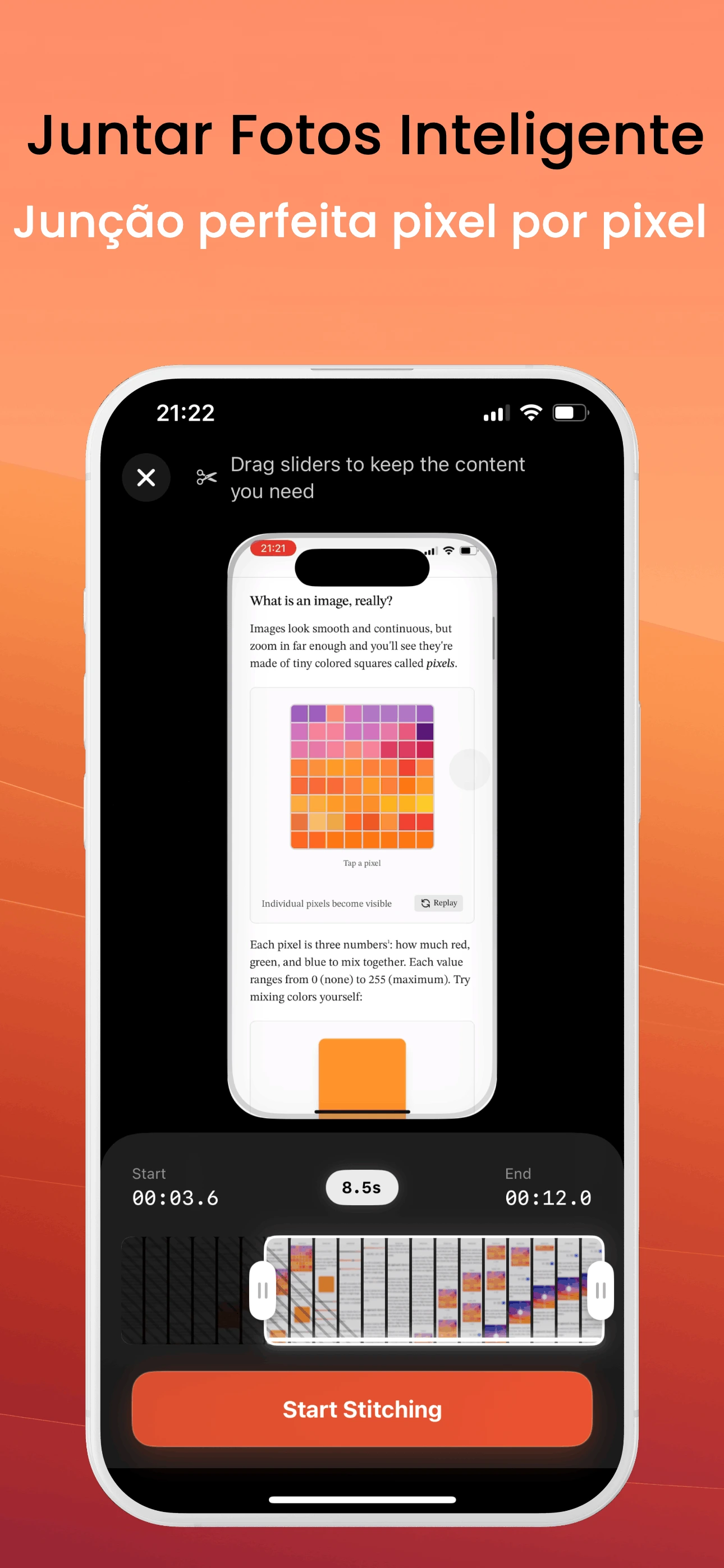 Interface do ScrollShot para ajustar emendas