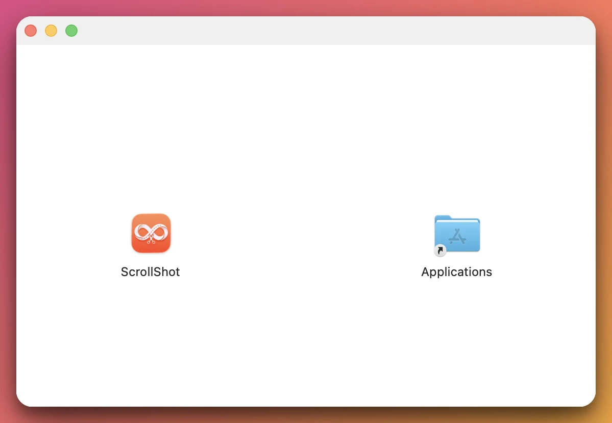Install ScrollShot: open the DMG and drag the app to Applications